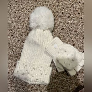 WHITE PEARLS hat/gloves